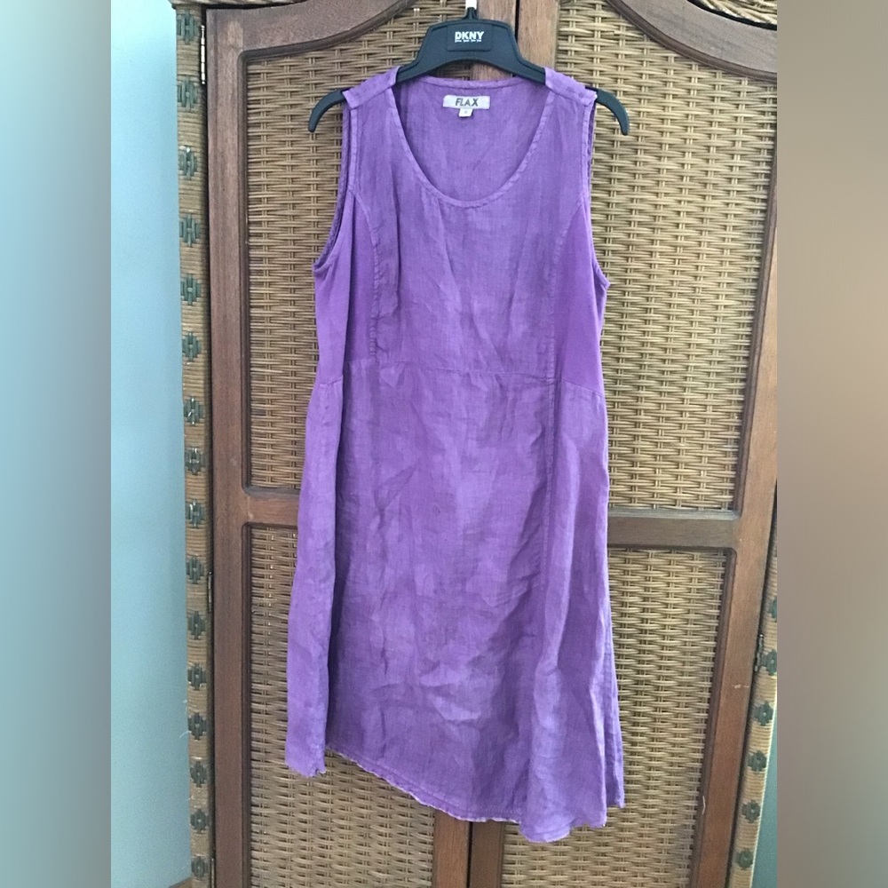 Flax Urban Sleeveless Linen dress in Violet